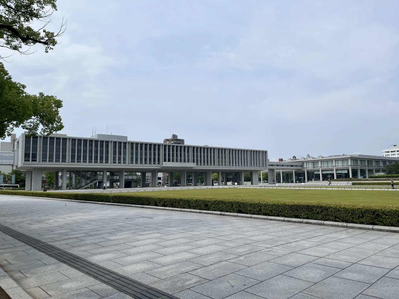 The cenotaph and Peace Flame, aligned with the Atomic Bomb Dome in the distance