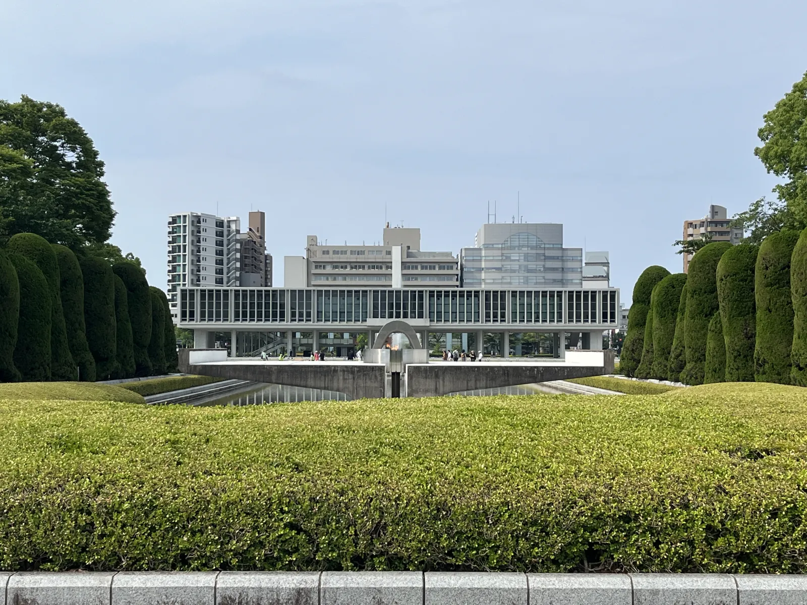 The Atomic Bomb Dome from across the Motoyasu River, its skeletal structure unchanged since 1945