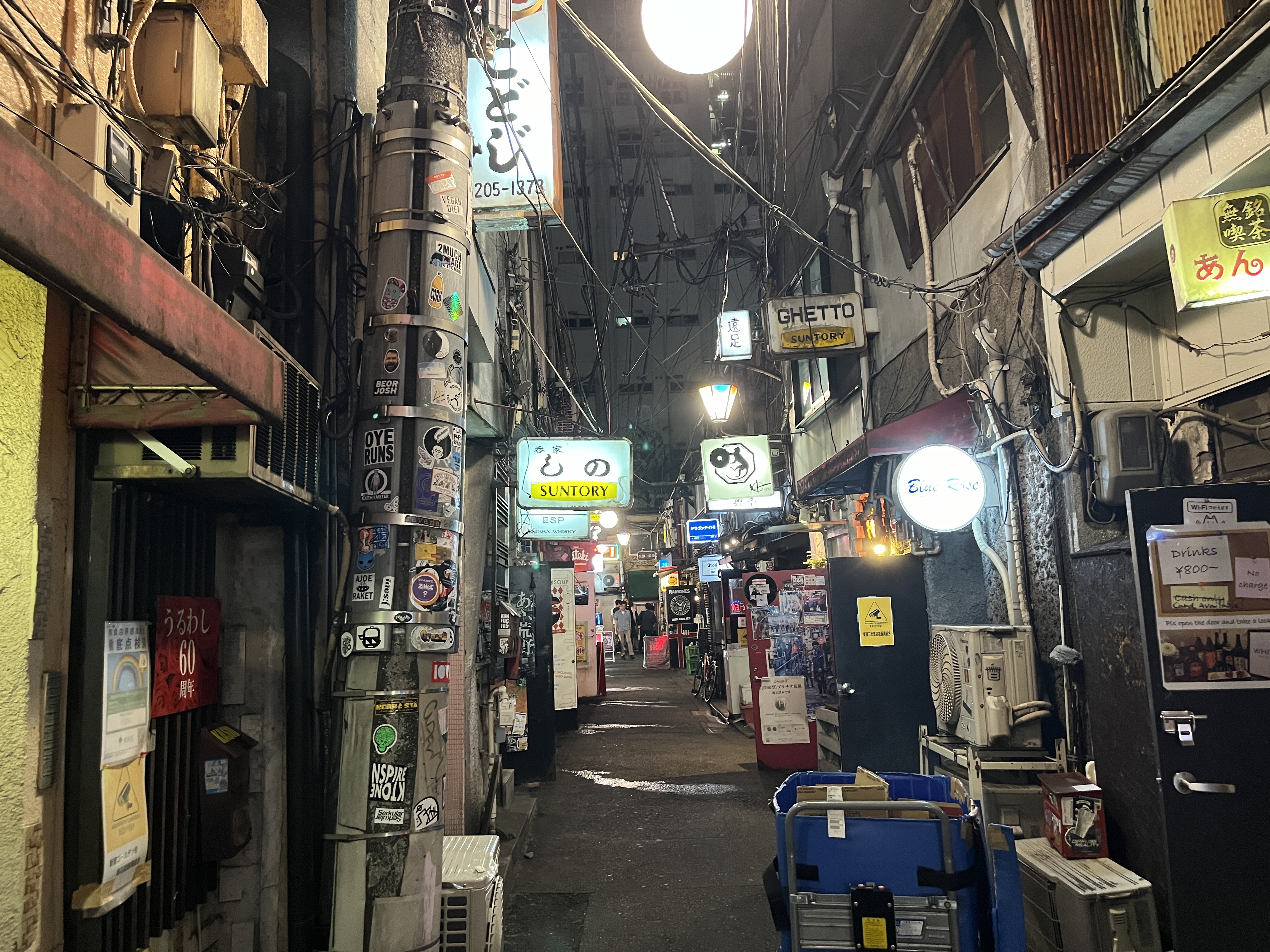 Golden Gai in the late evening—the alleys fill gradually from around 9 PM