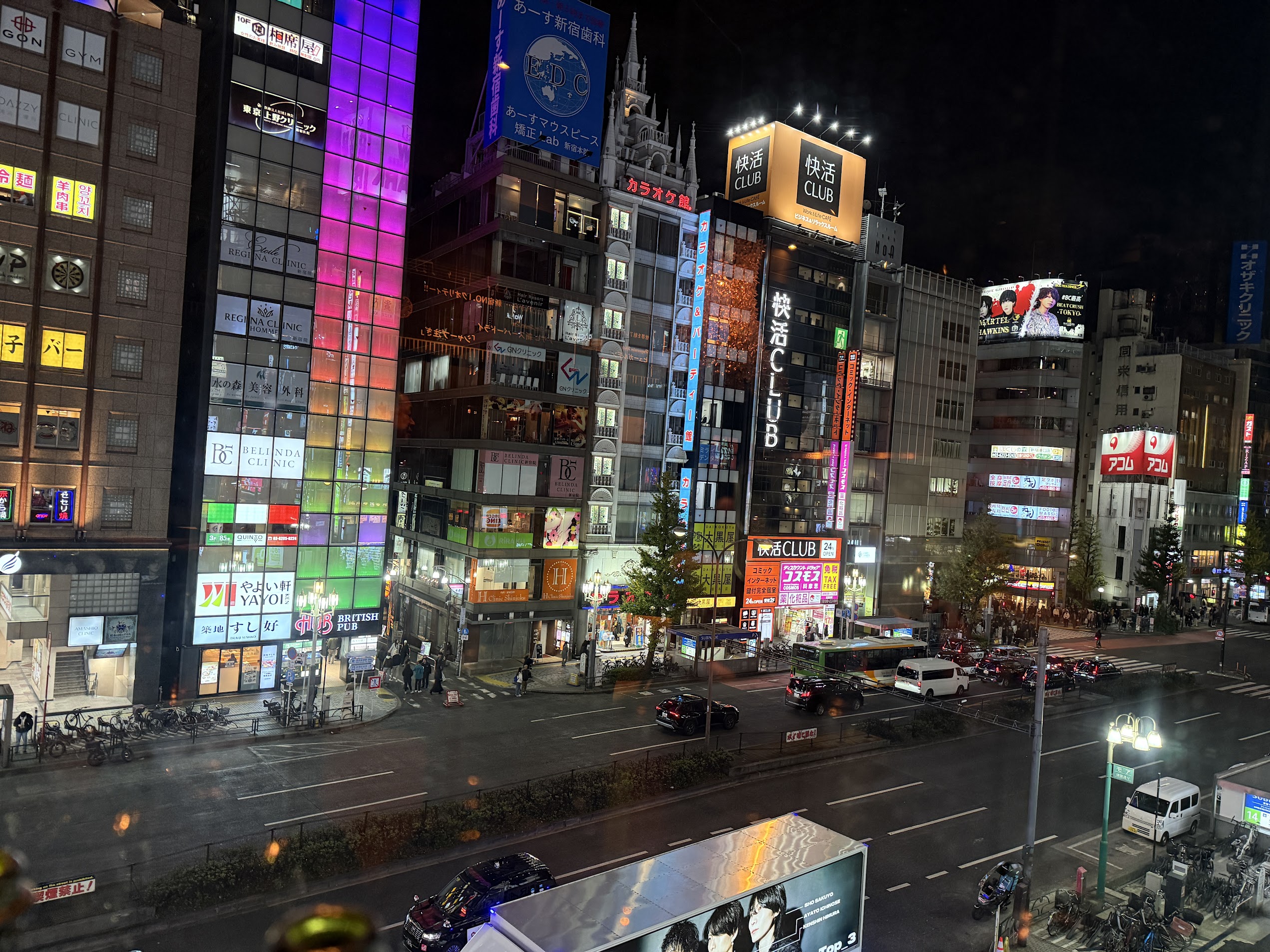 Kabukicho nightlife scene with illuminated signs and late-night crowds