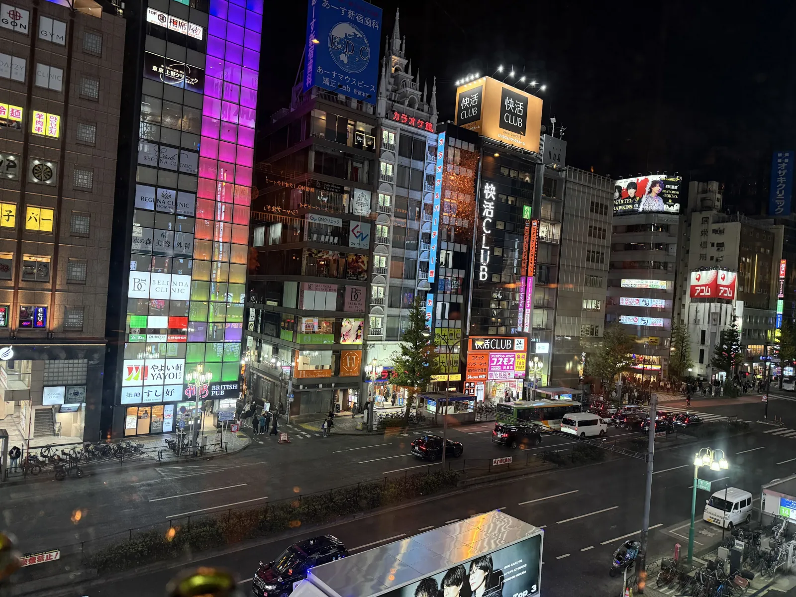Kabukicho nightlife scene with illuminated signs and late-night crowds